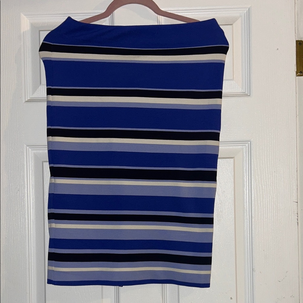Ann Taylor Navy and White Striped Pencil Skirt